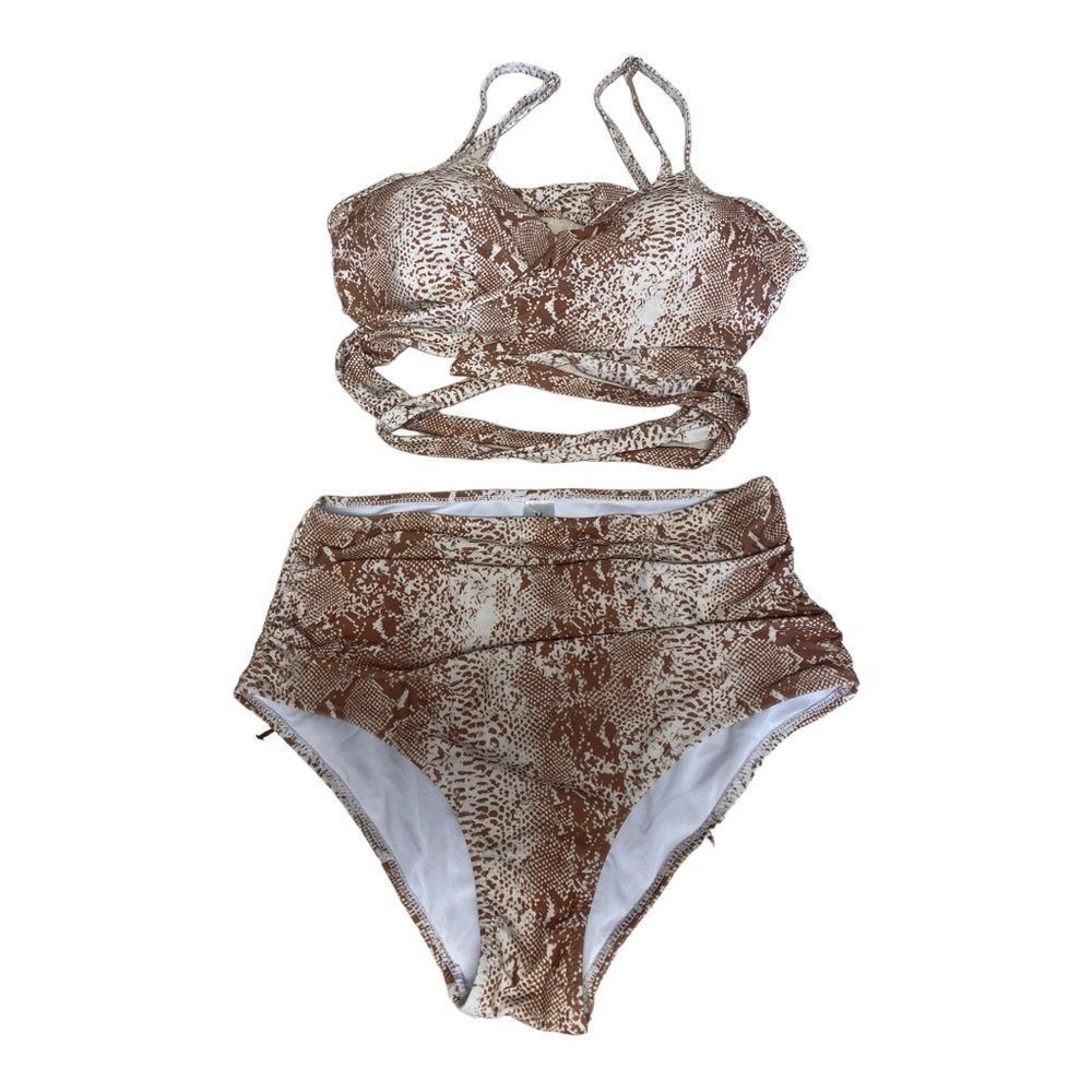 Two Piece Bikini Swimsuit Animal Print Size Medium